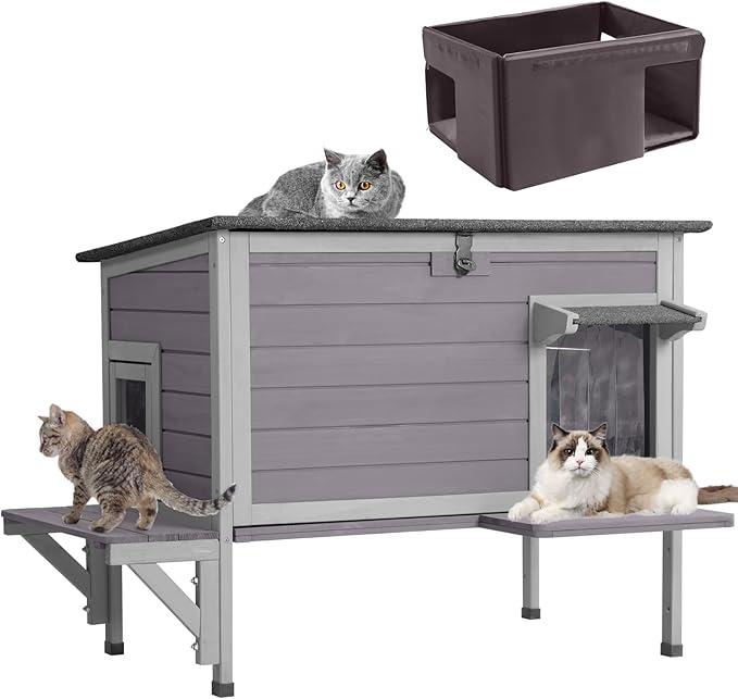 GUTINNEEN Outdoor Cat House Insulated for Winter Weatherproof Feral Cat Shelter