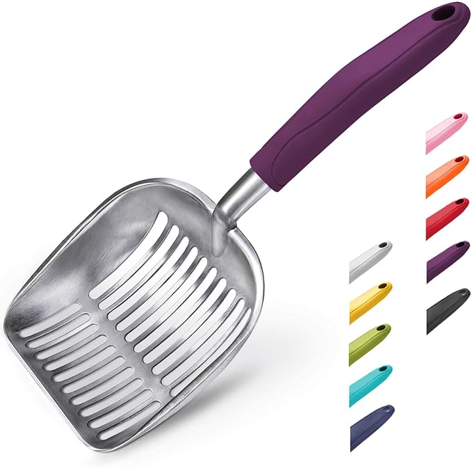 WePet Cat Litter Scoop, Aluminum Alloy Sifter, Kitty Metal Scooper, Deep Shovel, Long Handle, Poop Sifting, Kitten Pooper Lifter, Durable, Heavy Duty, for Litter Box