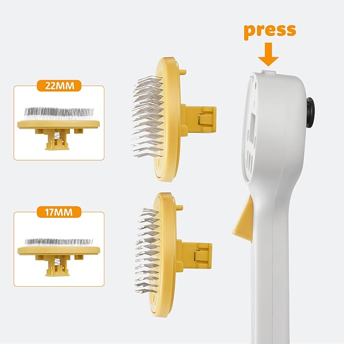 FURGO 3-in-1 Pet Steam Brush for Dogs & Cats – Reduces Static, Long-Pin Head for Long Hair, One-Click Release Button, Dog Spray Brush for Shedding Control (Long)