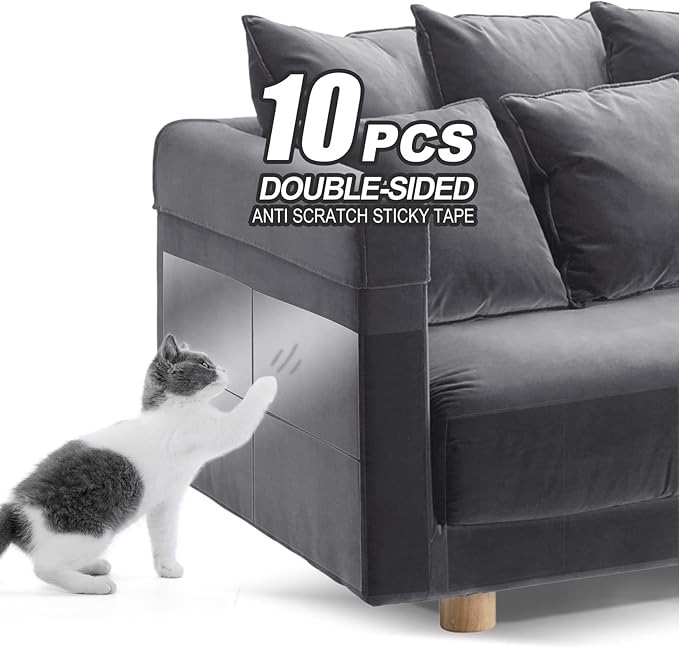 MILIFUN Cat Scratch Tape, Cat Tape for Furniture, Double Sided Tape for Cats, Scratch for Furniture (10Pack XL 14”L 11”W)