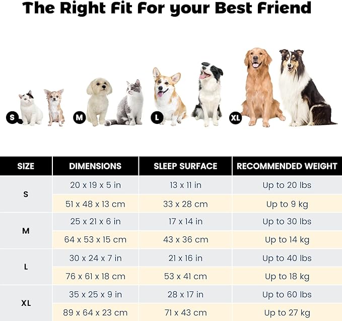 Miguel Dog & Cat Bed with Removable Cushion/Pillow - Washable, Anti-Slip, Dark Gray, 30 Inch Rectangle for Medium/Small Dogs & Cats