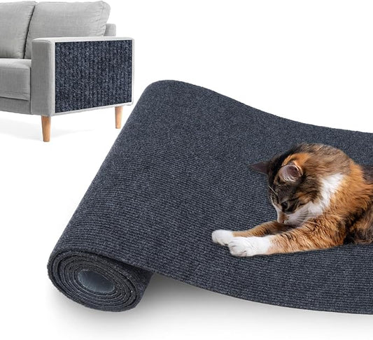 Cat Scratching Mat,Cat Scratch Furniture Protector, Trimmable Self-Adhesive Couch Protector,Carpet Replacement for Tree Shelves, Sofa and Scratching Post (78.7"x15.8",Dark Gray)