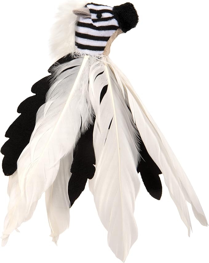 SmartyKat Instincts HappyNip Zingy Zebra Feathered Toss & Chase Interactive Cat Toy, Contains Catnip & Silvervine - White/Black, One Size