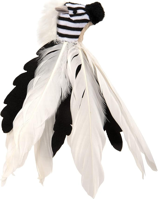 SmartyKat Instincts HappyNip Zingy Zebra Feathered Toss & Chase Interactive Cat Toy, Contains Catnip & Silvervine - White/Black, One Size