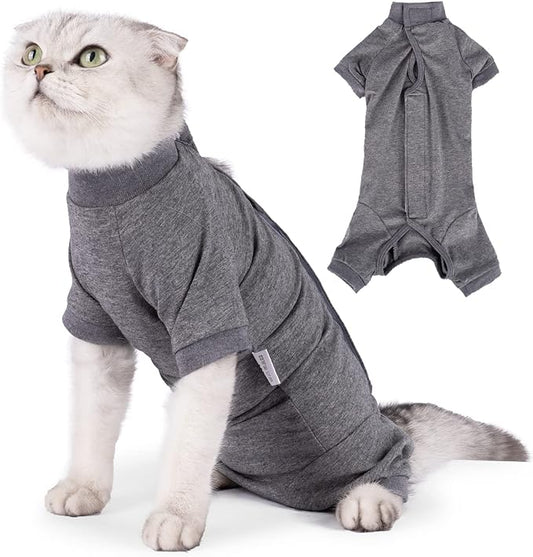 LIANZIMAU Cat Surgical Recovery Suit Professional for Male Female Dog Abdominal Wounds Cone E-Collar Alternative Anti-Licking Pet Surgical Recovery Pajama Suit Soft Fabric Onesie for Cats