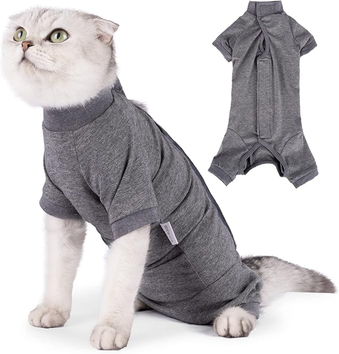 LIANZIMAU Cat Surgical Recovery Suit Professional for Male Female Dog Abdominal Wounds Cone E-Collar Alternative Anti-Licking Pet Surgical Recovery Pajama Suit Soft Fabric Onesie for Cats