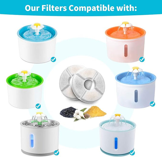 Cat Water Fountain Filter,Cat Fountain Filters Replacement for 81oz/2.4L Automatic Pet Water Dispenser,Cotton Activated Carbon Fountain Filters and Foam Filter (Round 12 pack)