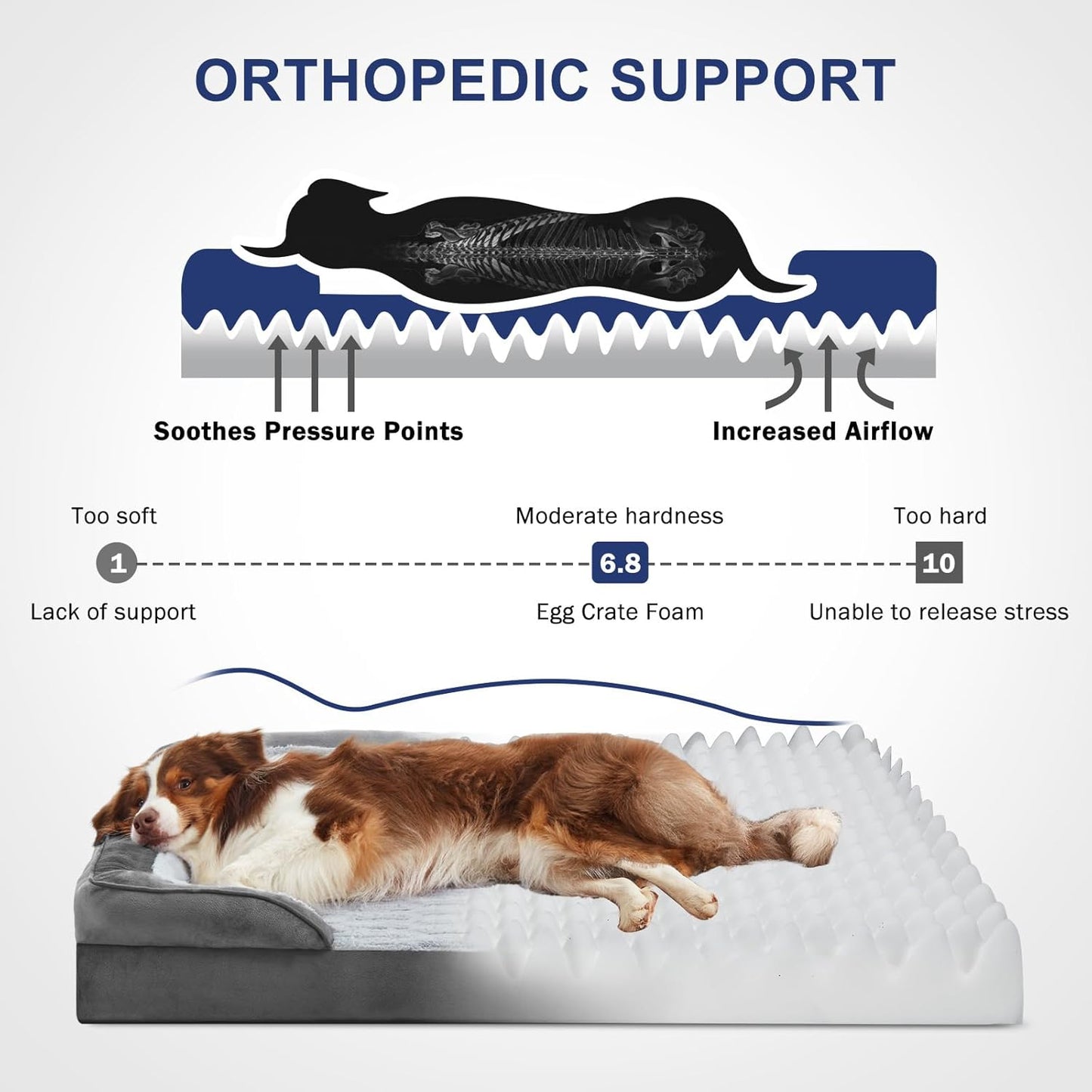 FURTIME Orthopedic Dog Bed for Extra Large Dogs - XL Waterproof Dog Sofa Bed, Ultra Comfy Supportive Foam Pet Bed with Removable Washable Cover, Jumbo Dog Bed with Nonskid Bottom