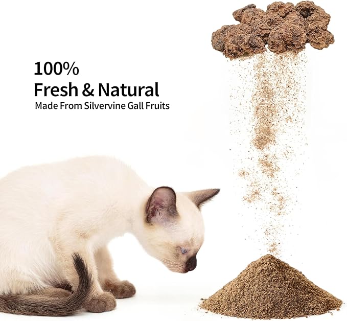 Cat Toys - Silvervine Powder for Cats, 100% Natural Catnip Alternative, 25G (0.88OZ), Safe for All Cat Ages, Matatabi Gall Fruit Powder