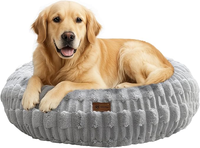 ShinHye Cat Bed - Washable Donut Bed for Cats and Small Dogs, Calming Round Pet Bed with Non-Slip Bottom, Indoor Comfort for Puppy & Kitten(ZJ-Grey-32x32)