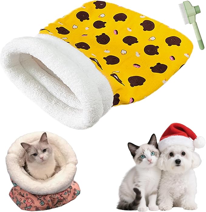 Cozy Pet Nest for Cats, Cozy Pet Nest for Cats and Dogs, 2025 New Winter Sleeping Bag with Thickened Pockets, Cat Bed Cave Sleeping Bag,Self Warming Pad Sack for Kitten/Puppy (B, 18 * 22in)