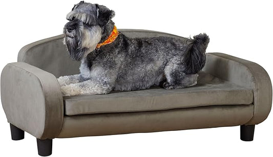 Paws & Purrs Multi-Cat Sofa Elevated Pet Bed for Indoor Cats Raised Cats Couch with Removable Washable Mattress Cover for Kittens, Dogs - 35.5" Wide, Ash