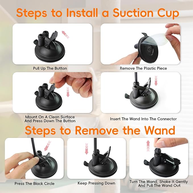 Interactive Bird Simulation Cat Feather Toy Set Cat Retractable Wand Toys Suction Cups Base,Include Detachable 7 Pcs Replacements Feathers Toys