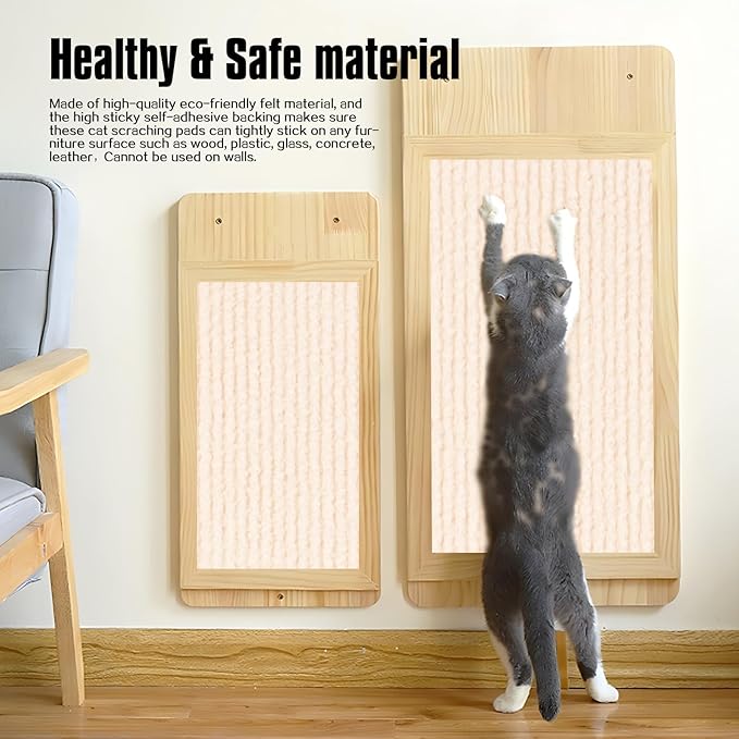 Cat Scratching Mat,Cat Scratch Furniture Protector, Trimmable Self-Adhesive Couch Protector,Carpet Replacement for Tree Shelves, Sofa and Scratching Post (78.7"x15.8",Beige)
