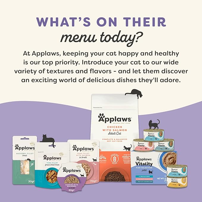 Applaws Vitality Wet Cat Food in Broth, Natural Canned Cat Food, Wet Food for Cats with Added Vitamins and Minerals, Grain Free, Carrageenan Free, Variety Selection in Broth (24 Count, 2.47 oz Cans)