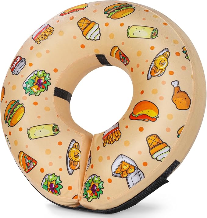 Grand Line Hamburger Inflatable Collar for Dogs and Cats, Soft Protective Recovery Cone After Surgery, Blow up Pet Collar Cone, E-Collar Alternative Does not Block Vision (X-Large)