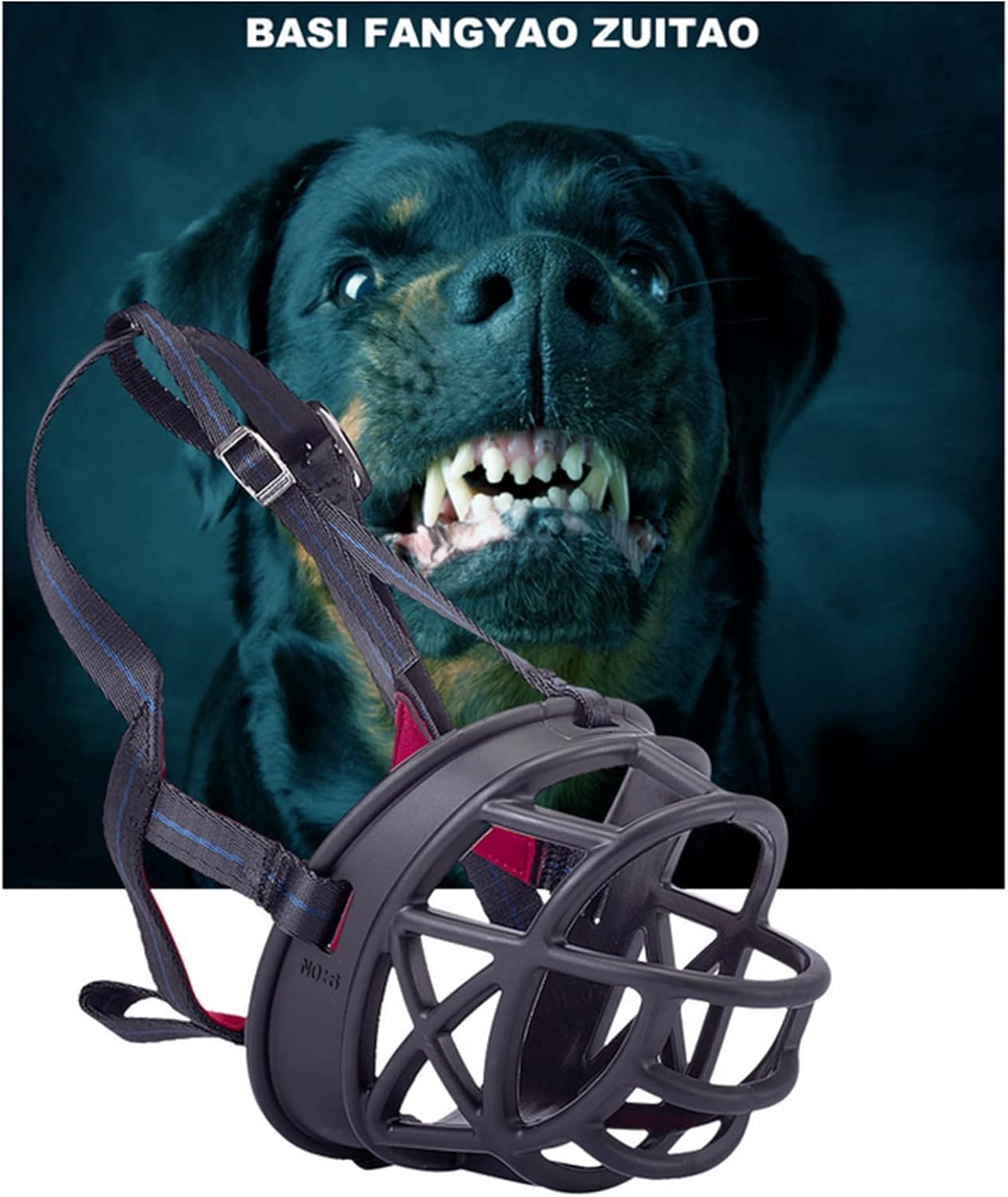 Dog Muzzle Breathable Basket Muzzles for Large and X-Large Dogs, Stop Biting, Barking and Chewing, Best for Aggressive Dogs Black Brown (Black Rubber, XL)