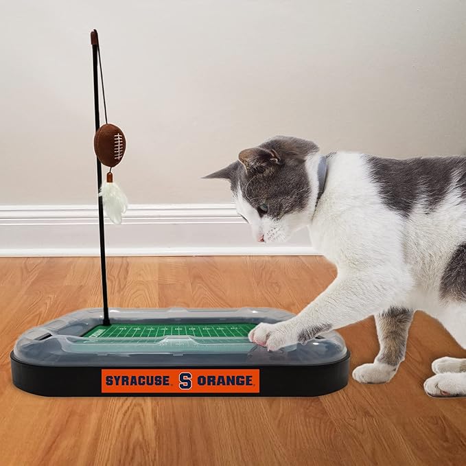 Pets First CAT Scratcher & Plush Football Toy with Catnip, Feather & Jingle Bell Interactive Ball - 5-in-1 Kitty Toy