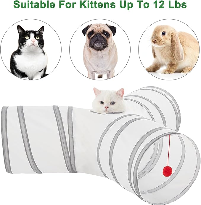 Cat Tunnels for Indoor Cats 3 Way Play Toy Kitty Tunnel Peek Hole Toy with Ball for Cat Tube Fun for Rabbits Kittens and Dogs