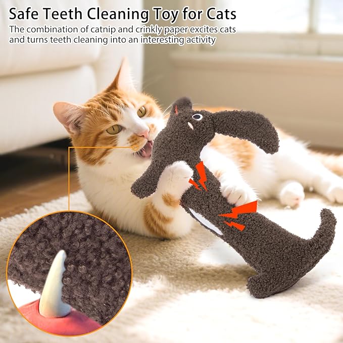 Cat Toy, Refillable Catnip Kicker Toy for Small, Medium, and Large Breeds, Cute with Soft Crinkle Pillow Toy, Fun for Indoor Kitten Kitty Chew and Play - 15 Inches