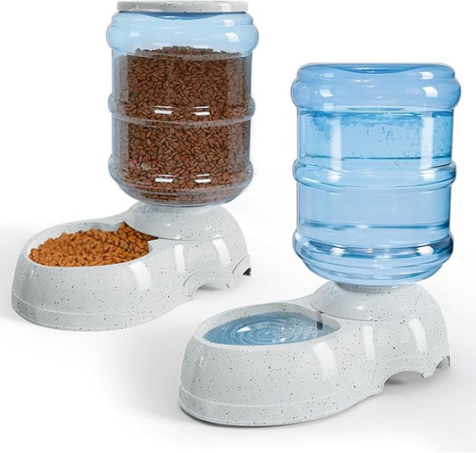Kenond Automatic Dog Feeders, Gravity Pet Food Dispenser, Large Cat Dogs Water Bowl, 3 Gallon
