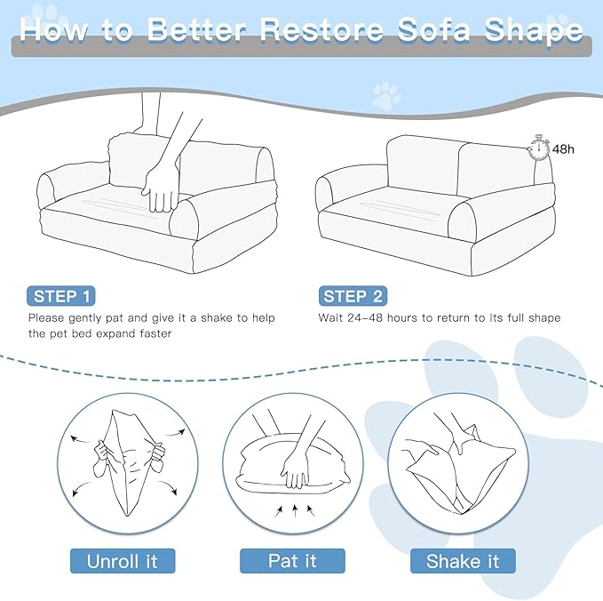 Cat Couch Bed - Cat Bed for Indoor Cats, Calming Pet Sofa Puppy Sleeping Bed with Removable Washable Cover, Cute Dog Couch and Kitty Lounge Chair for 18lbs Cats & Small Dogs(Beige)