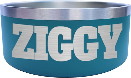 Custom Dog Bowl with Large Name - 304 Stainless Steel, Personalized Engraved, Nonslip, Custom Cat Bowl, Feeder, Pet Supplies, Food (Teal, Large - 64oz)