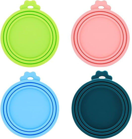 Can Lids | 4 Pack | Universal BPA Free Silicone Pet Food Can Covers | Fit Most Dog Cat Food Canned (Mix Color 4)