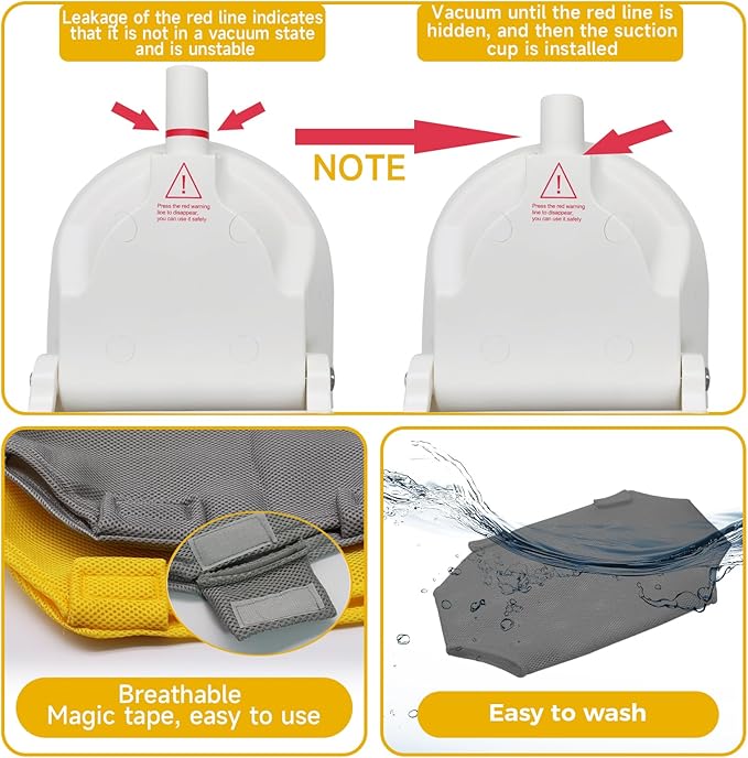 Cats Window Perch with Strong Suction Cup, Large Cat Hammock Bed for Window with 2 Mats, Kitten Hammock with Metal Frame for House Indoor Large Suction Cup with Red Warning Line