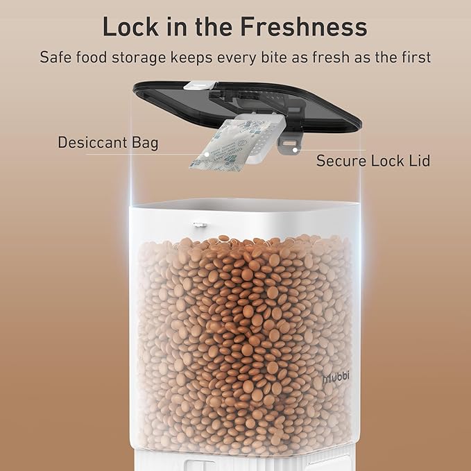 7L/29 Cups Automatic Dog Feeder, 5G WiFi Auto Cat Feeder with Desiccant Bag, Cat Food Dispenser, App Remote Feeding, Stainless Steel Bowl, Dual Power Supply, Ideal for 2-15mm Dry Food