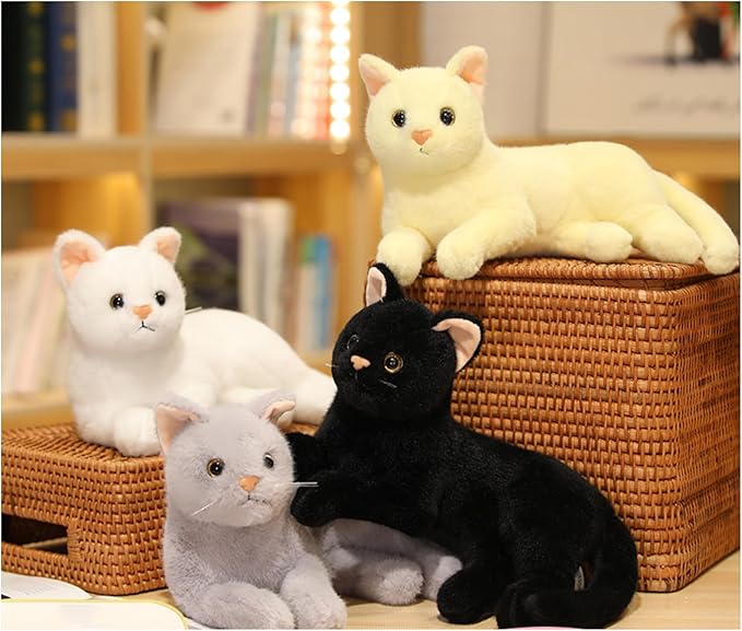 Cute cat Plush Toys, pet Animal Stuffed Toys, Children's Gifts, (White)