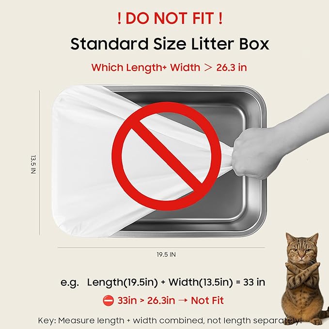 Cat Litter Box Robot 4 and 3 Waste Bags, 60 Pack Automatic Litter Box Bags, Thick Heavy Duty Cat Litter Box Liner Bags 26.3 X15.7 IN