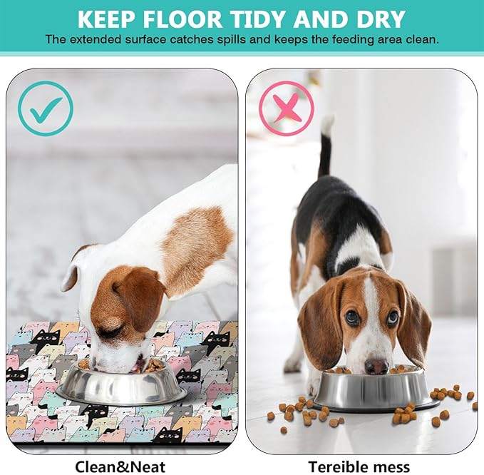 Pet Feeding Mat for Floors Waterproof Dog Mat for Food and Water Absorbent Quick Dry Non Slip mat for Cat Bowls