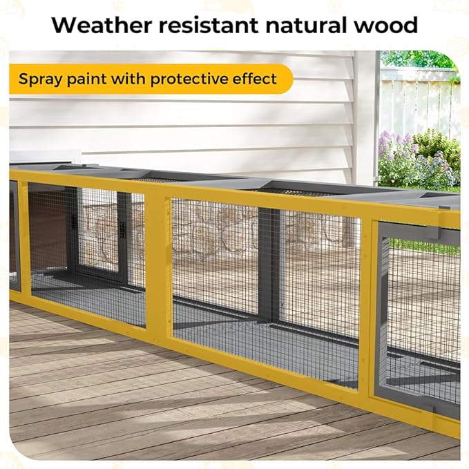 COZIWOW Wooden Cat Play Tunnel with Platforms | Configurable Window Catio | Multi-Combination Extendable Cat Run for Indoor/Outdoor Use | Small Pet Play Enclosure