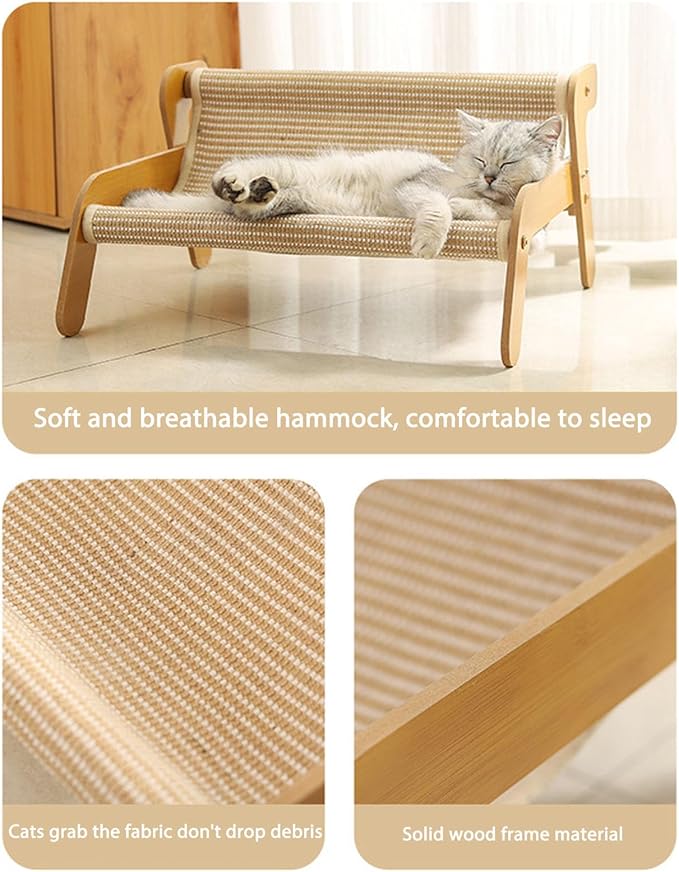 Mellowkin Cat Scratcher Couch, Double-Layer Lounger Cat Scratcher, The Claw Lounge, 2-in-1 Cats Scratch Pad and Lounger, Wear Resistant Scratching Sisal Chair for Indoor Cats (A)