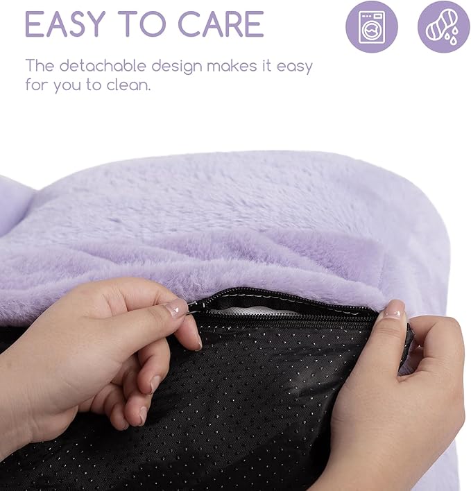 Hollypet Fluffy Plush Pet Cat Couch Sofa Soft Calming Pet Dog Sofa Beds for Medium Small Cats and Dogs, Light Purple