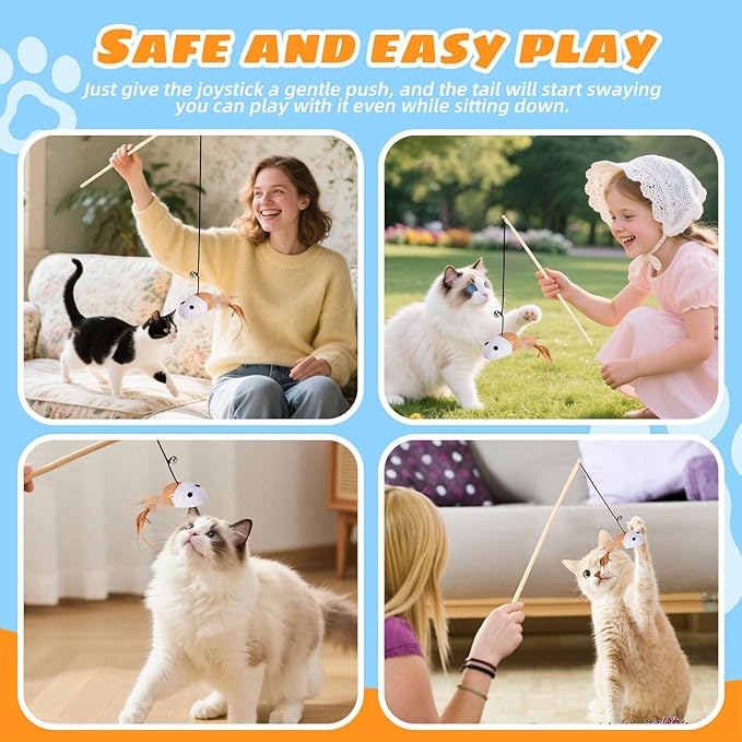 Cat Toy Cat Teaser Toy Stretchy Rope Mouse Shape with Bell Feather Cat Self-Help Relief Toys Bite and Wear Resistant Pet Interactive Toy Suitable for Kittens Adult Cats Multi-cat Households