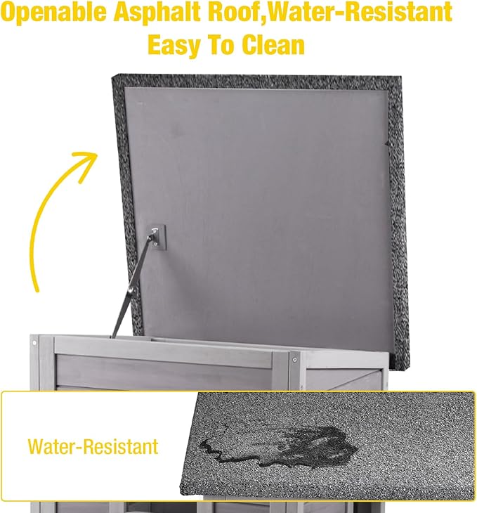 Aivituvin Outdoor Cat House，Two-Story Feral Cat Shelter，Wooden Cat Condos,Weatherproof Cat Enclosure for Winter with Escape Doors