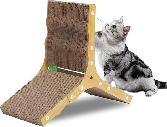 6-Sided Triangle Cat Scratching Board, Durable Cardboard Cat Scratcher for Indoor Cats, Space-Saving Corner Scratch Pad with Multi-Surface Design, Protects Furniture & Provides Cozy Resting Spot