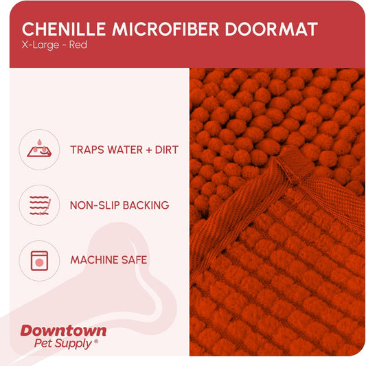 My Doggy Place Microfiber Dog Mat for Muddy Paws, 60" x 36" Red - Non-Slip, Absorbent and Quick-Drying Dog Paw Cleaning Mat, Washer and Dryer Safe - X-Large/Runner