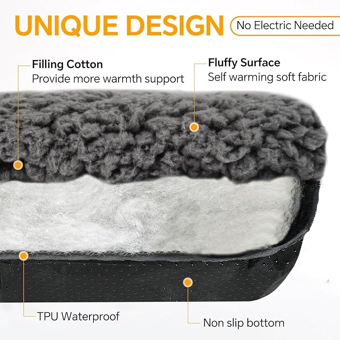 Self Warming Cat Bed Self Heating Cat & Dog Pad - Waterproof Heated Thermal Mat, Non-Slip, Washable for Senior Pets, Kittens, Dogs, Indoor/Outdoor Use, Non-Electric(Dark Grey, 24" X 18")