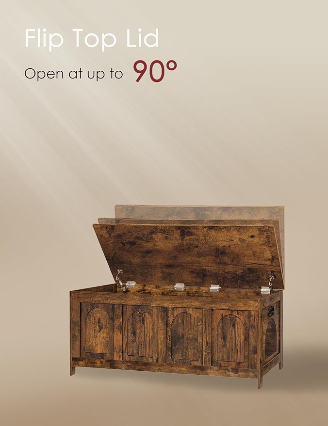 DINZI LVJ Cat Litter Box Enclosure, Flip Top Litter Box Furniture, Hidden Cat Washroom, 2-Entrances Wooden Pet House, 47.2"L x 18.7"W x 19.7"H, End Side Table, TV Stand, Easy Assembly, Rustic Brown