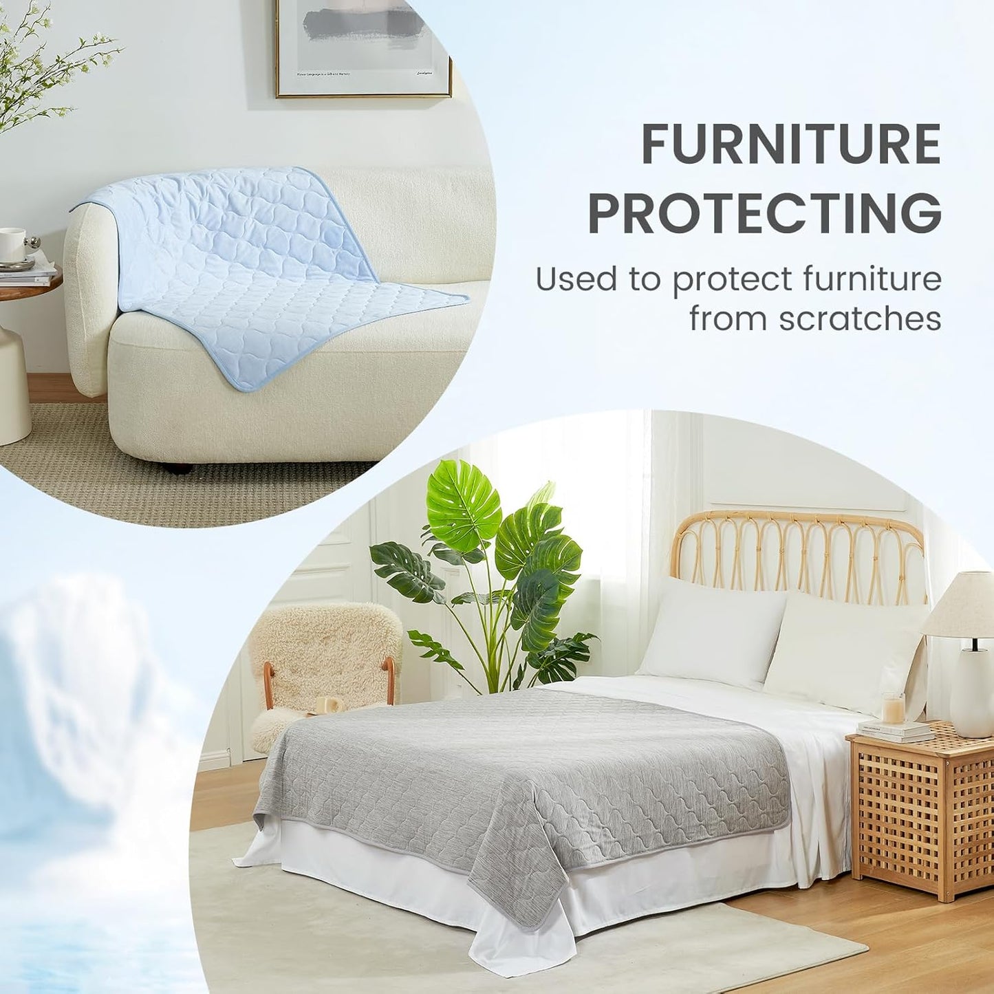 Cozy Bliss Leakproof Cooling Blanket for Small Dogs, Q-Max>0.4, Durable & Washable Dog Cooling Mat for Hot Weather, Soft Pet Throw & Couch Protector for Puppies & Cats, 25x35 Inch, Heather Silver Grey