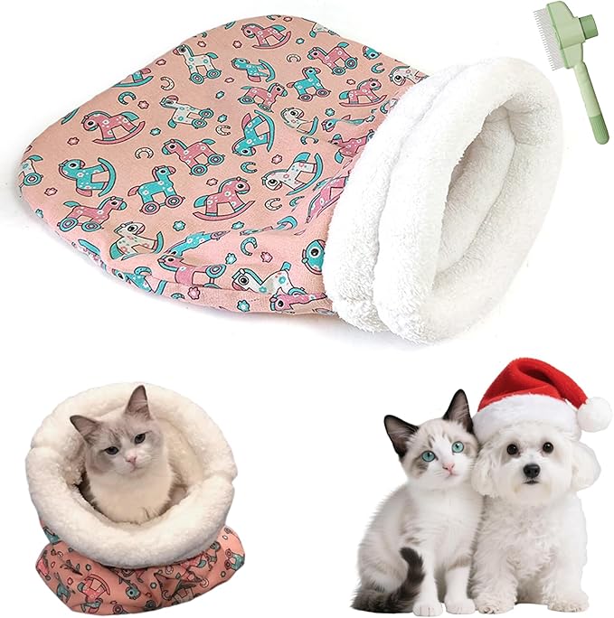 Cozy Pet Nest for Cats, Cozy Pet Nest for Cats and Dogs, 2025 New Winter Sleeping Bag with Thickened Pockets, Cat Bed Cave Sleeping Bag,Self Warming Pad Sack for Kitten/Puppy (A, 18 * 22in)