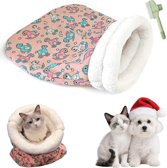 Cozy Pet Nest for Cats, Cozy Pet Nest for Cats and Dogs, 2025 New Winter Sleeping Bag with Thickened Pockets, Cat Bed Cave Sleeping Bag,Self Warming Pad Sack for Kitten/Puppy (A, 14 * 18in)