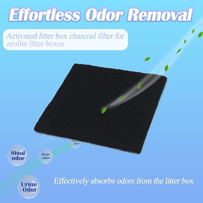 NewKe 6 Pack Activated Carbon Replacement Filters for HAPAW Stainless Steel Litter Box with Lid, Activated Charcoal Filters Compatible with SZEE XL Stainless Steel Litter Box