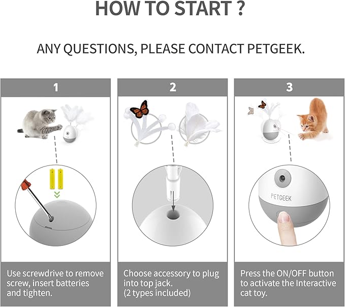 PETGEEK Interactive Cat Laser Pointer Toy with Bird Squeaky, Automatic Cat Wand Replacement, Cat Toys for Indoor Cats