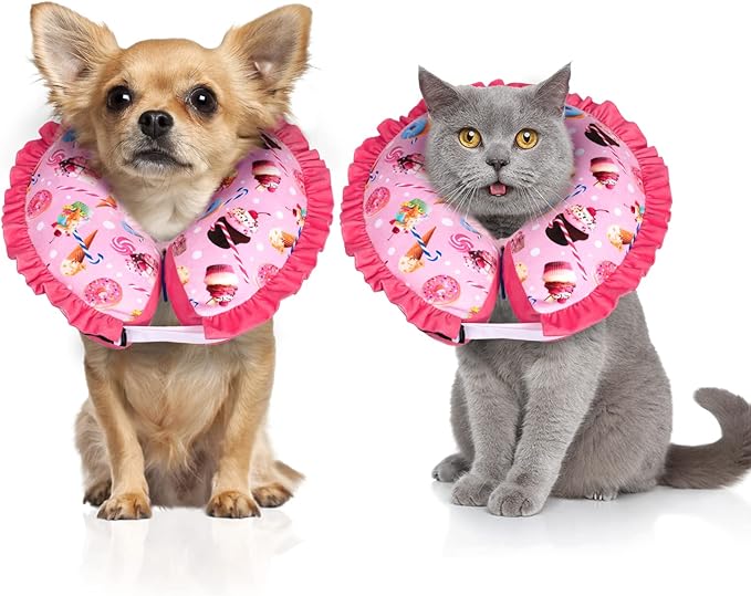 CuteBone Inflatable Cat Cone Collar to Stop Licking After Surgery-Double Adjustable Neck Range P23SO00102S