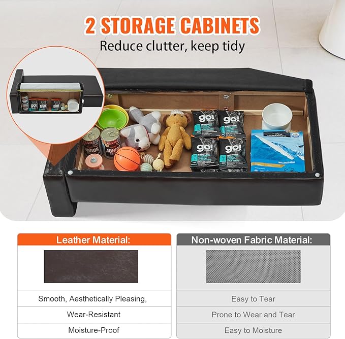 VEVOR Dog Bed, Dog Couch for Small Dogs and Cats, Leather Pet Sofa and Chair, 60 lbs Load Capacity, Black/Brown