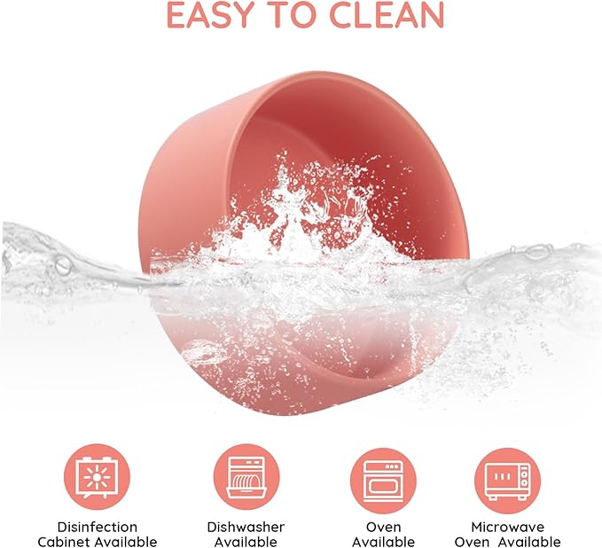 SPUNKYJUNKY 28.7OZ Ceramic Dog and Cat Bowl, Modern Cute Weighted Food Water Bowl for Replacement Pink (1 Pack)